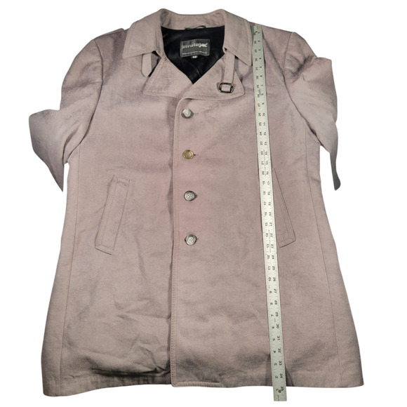 Vintage 80s Stratojac StratoSuede Overcoat Mens 46 XL Faux Suede Gray Trench USA - Picture 7 of 15